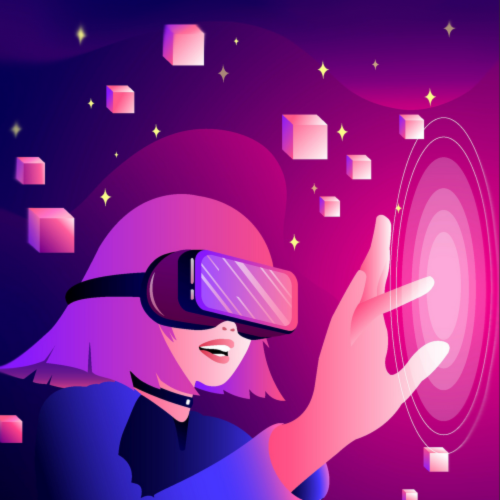 graphic of a person with a VR headset